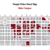 Grid map of the police patrol area for Temple University Main Campus.